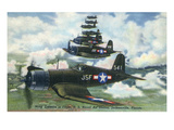 Jacksonville, Florida - US Navy Corsairs in Flight Near Naval Air Station Prints by Lantern Press 
