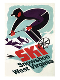 Snowshoe, West Virginia - Vintage Skier Print by Lantern Press 