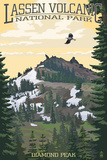 Diamond Peak - Lassen Volcanic National Park, CA Print by Lantern Press 