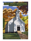 Cades Cove Baptist Church - Great Smoky Mountains National Park, TN Prints by Lantern Press 