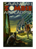 Zombie Apocalypse - Savannah, Georgia Posters by Lantern Press 