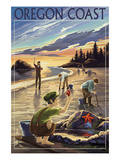 Oregon Coast - Clam Diggers Affiche par Lantern Press 