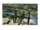 Lookout Mountain, Tennessee - View of a Confederate Cannon Overlooking Chattanooga Print by Lantern Press 