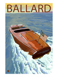 Ballard - Seattle, Washington - Chris Craft Boat Print by Lantern Press 