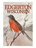 Nature Magazine - View of a Red-Breasted Robin on a Pussywillow Branch - Edgerton, Wisconsin Affiches par Lantern Press 