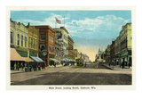 Oshkosh, Wisconsin - Main Street North Scene Posters by Lantern Press 