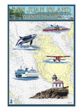 San Juan Island, Washington - Nautical Chart Print by Lantern Press 