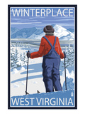 Winterplace, West Virginia - Skier Admiring View Posters by Lantern Press 