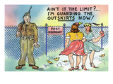 Guard Guarding the Outskirts Now, Ladies Skirts Up in Breeze Prints by Lantern Press 