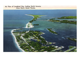 Anna Maria Island, Florida - Aerial View of Island, Longboat Key Art by Lantern Press 
