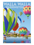 Hot Air Balloons - Walla Walla, Washington Prints by Lantern Press 