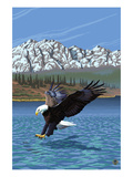 Eagle Fishing Print by Lantern Press 