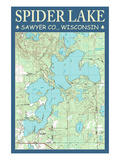 Spider Lake Chart - Sawyer County, Wisconsin Poster by Lantern Press 
