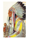 Portrait of Wades-In-The-Water, a Blackfeet Chieftain Prints by Lantern Press 