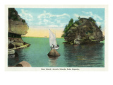 Lake Superior, Wisconsin - Apostle Islands, Gem Island Scene Affiche par Lantern Press 