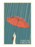 Portland, Oregon - Umbrella Affiche par Lantern Press 