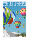 White Sands National Monument, New Mexico - Hot Air Balloons Prints by Lantern Press 