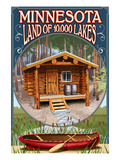 Minnesota - Cabin and Lake Affiches par Lantern Press 