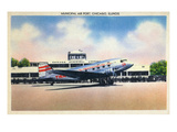 Chicago, Illinois - Transcontinental Airplane at Municipal Airport Posters by Lantern Press 