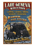 Lake Geneva, Wisconsin - Black Bears Prints by Lantern Press 