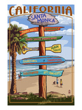 Santa Monica, California - Destination Sign Print by Lantern Press 