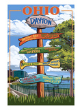 Dayton, Ohio - Signpost Destinations Posters by Lantern Press 