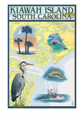 Kiawah Island, South Carolina - Nautical Chart Posters by Lantern Press 