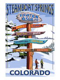 Steamboat Springs, Colorado - Ski Run Signpost Prints by Lantern Press 