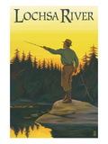 Fisherman Casting - Lochsa River Print by Lantern Press 