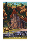 Cades Cove and John Oliver Cabin - Great Smoky Mountains National Park, TN Posters par Lantern Press 