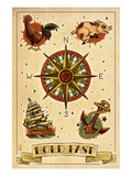 Tattoo Flash Sheet - Sailors Print by Lantern Press 