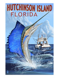 Hutchinson Island , Florida - Sailfish Fishing Scene Print by Lantern Press 
