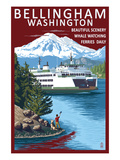 Bellingham, Washington - Ferry Scene Posters by Lantern Press 