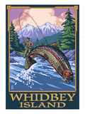 Fly Fisherman - Whidbey Island, Washington Posters by Lantern Press 