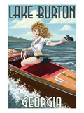 Lake Burton, Georgia - Boating Girl Pinup Prints by Lantern Press 