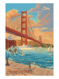 Golden Gate Bridge Sunset - 75th Anniversary - San Francisco, CA Art by Lantern Press 