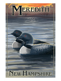 Meredith, New Hampshire - Loons Affiches par Lantern Press 