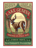 Lake Geneva, Wisconsin - Deer Pale Ale Poster by Lantern Press 
