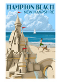 Hampton Beach, New Hampshire - Sand Castle Posters by Lantern Press 