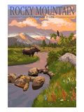 Moose and Meadow - Rocky Mountain National Park Prints by Lantern Press 