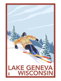 Lake Geneva, Wisconsin - Downhill Skier Art by Lantern Press 