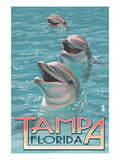 Tampa, Florida - Dolphins Posters by Lantern Press 