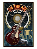 Memphis, Tennessee - Guitar and Microphone - Blue Print by Lantern Press 