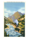 Yoho Nat'l Park, British Columbia - Train in the Kicking Horse Canyon Prints by Lantern Press 