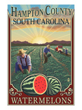 Hampton County, South Carolina - Watermelon Field Láminas por Lantern Press Hampton County, South Carolina - Watermelon Field Láminas por Lantern Press
