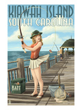 Kiawah Island, South Carolina - Pinup Girl Fishing Prints by Lantern Press 