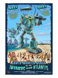 Santa Monica, California - Atlantean Invaders Poster von Lantern Press 