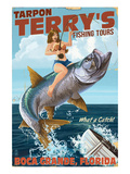 Boca Grande, Florida - Pinup Girl Tarpon Fishing Posters by Lantern Press 