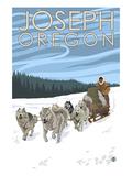 Joseph, Oregon - Dog Sled Scene Art par Lantern Press 