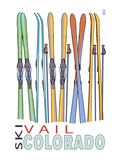 Vail, CO - Skis in Snow Prints by Lantern Press 